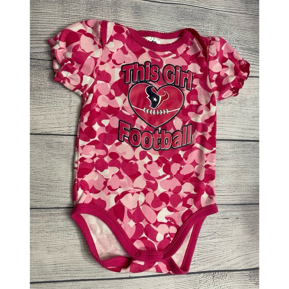 Pink NFL Houston Texans Football Baby Girl Onesie Bodysuit, Size 6-12 months